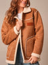Ladies Kimes Hanna, reversible brown sherpa jacket with fleece lining jacket