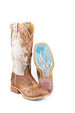 Boot with cross on toe brown leather design on bottom 