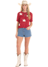 Women's Star Short Sleeve Sweater Top