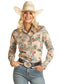 patterned long-sleeve western shirt with pearl snaps