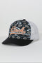 Womens Navy and Peach Coral Aztec Trucker ball cap