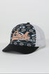Womens Navy and Peach Coral Aztec Trucker ball cap