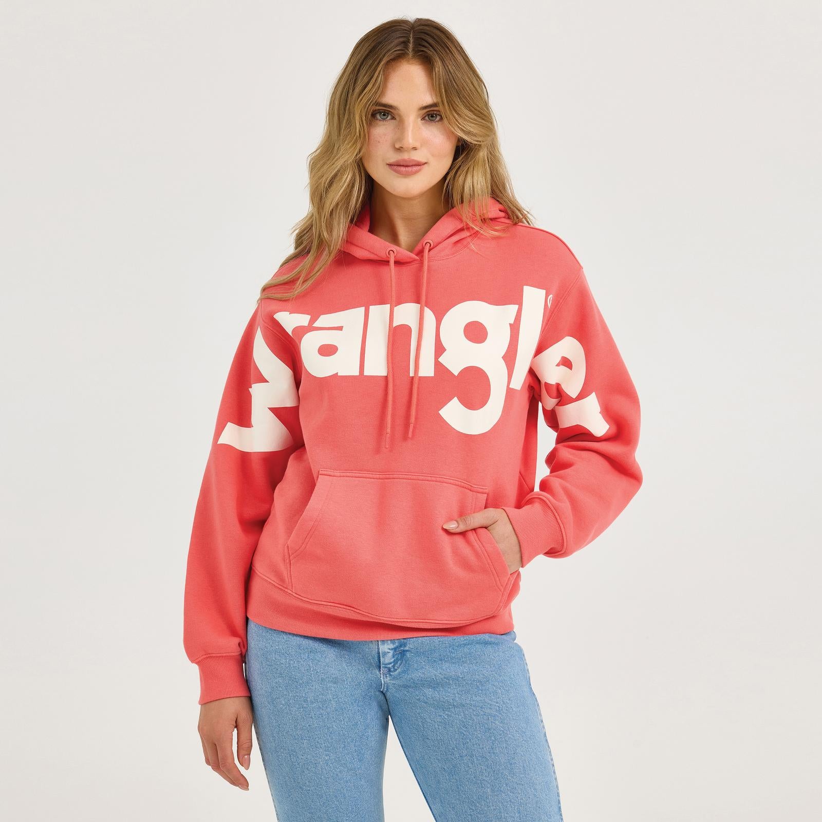 Wrangler Retro Punchy Sweatshirt Coral Hoodie