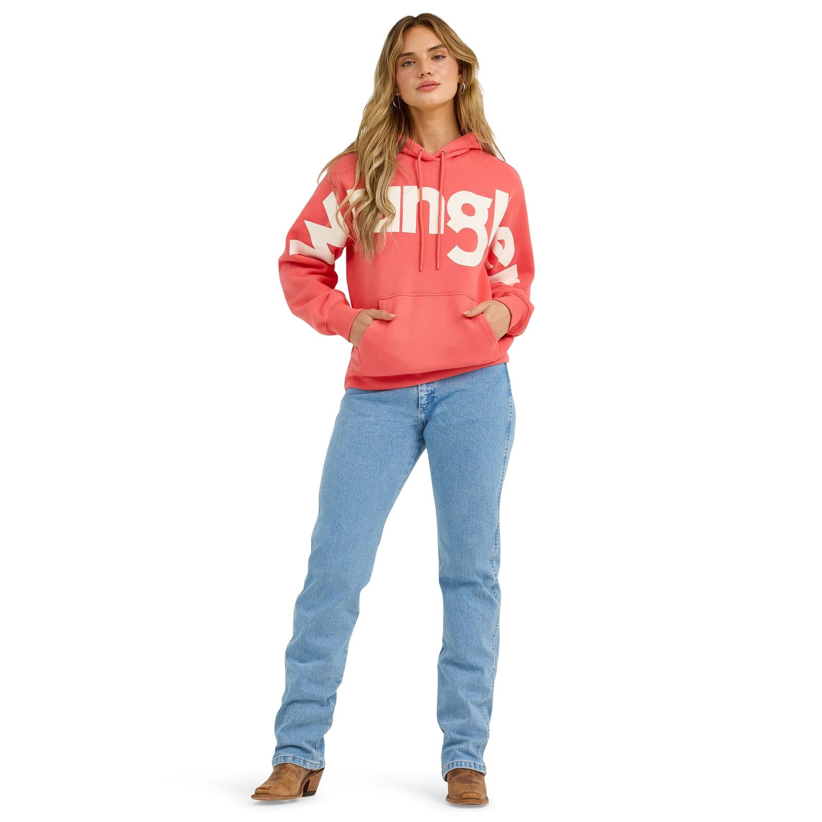 Wrangler Retro Punchy Sweatshirt Coral Hoodie