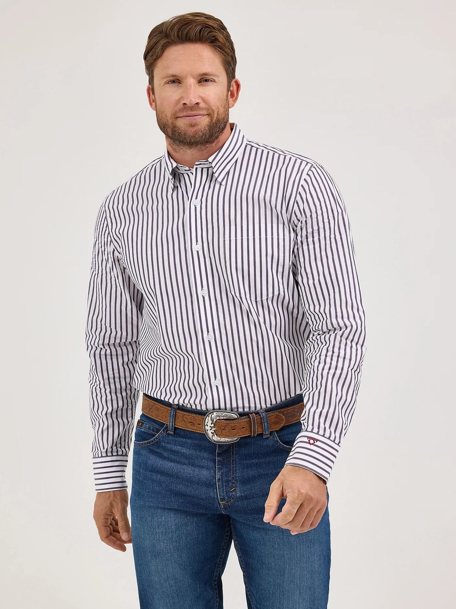 Man wearing a striped shirt 
