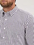 Man wearing a striped shirt with 