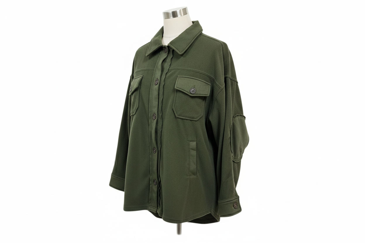 Green shirt jacket on a mannequin