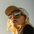Person wearing a ball cap and sunglasses with a neutral background