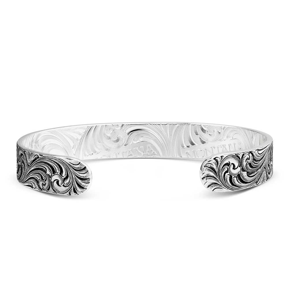 Antiqued Engraved Narrow Cuff Bracelet