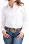 Cinch Wms Long Sleeve Solid White Shirt