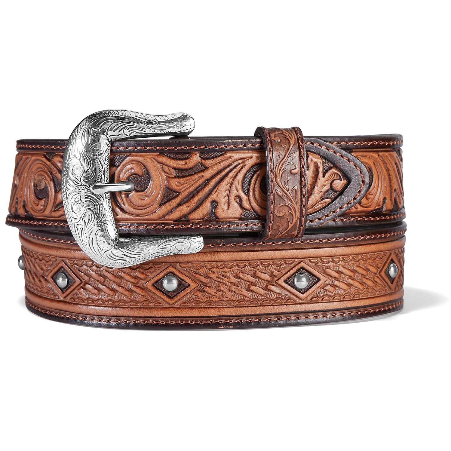 Mens 1 1/2" Brn Diamond Drifter Belt C42784