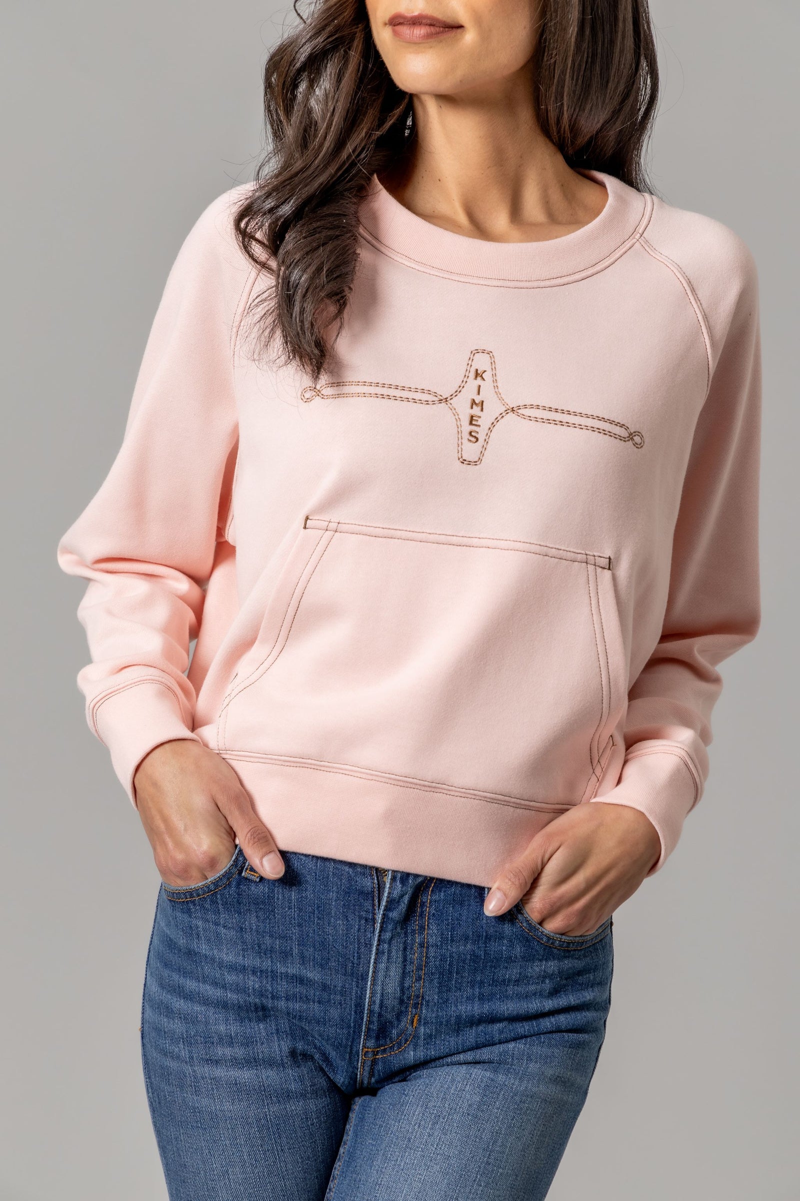 Gracie Pink Cropped Crewneck Sweatshirt
