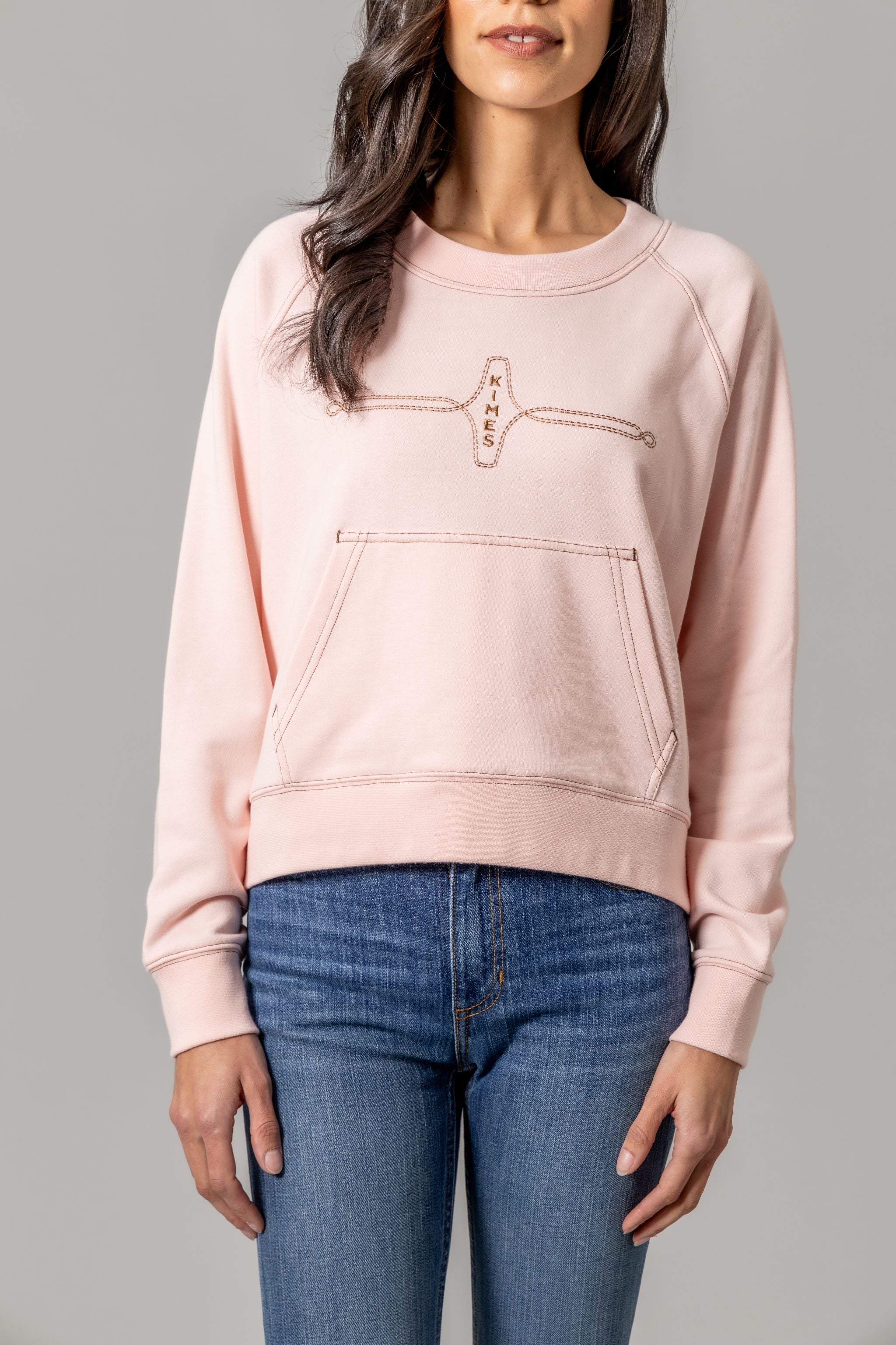Gracie Pink Cropped Crewneck Sweatshirt